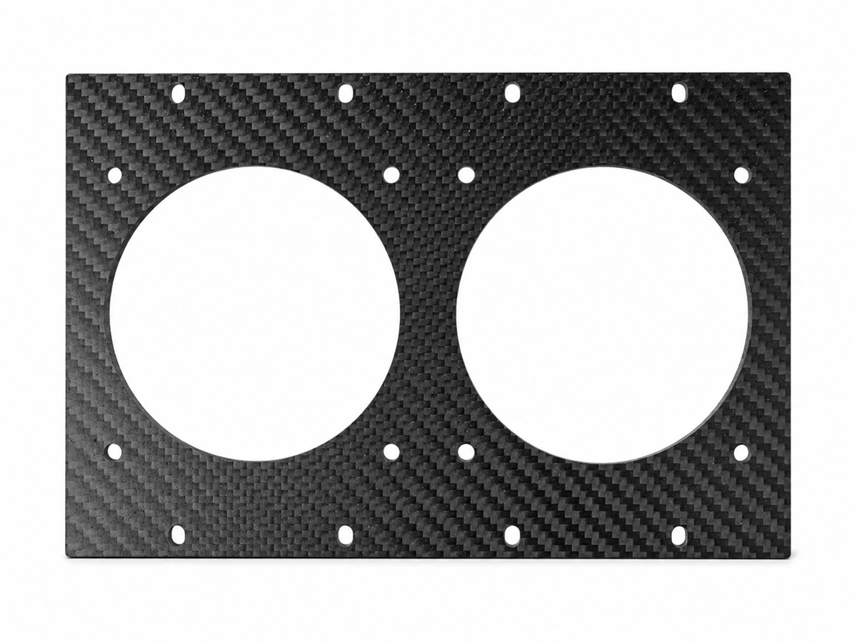 Carbon fiber panel with two large round holes